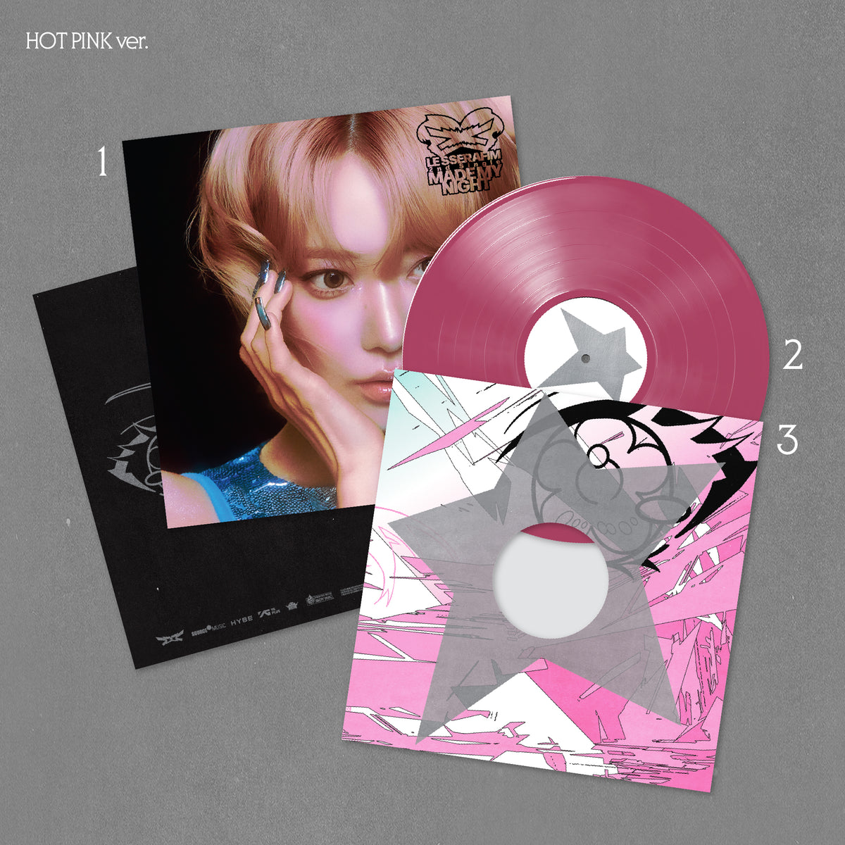 LE SSERAFIM 2nd Single Album 'Made My Night' Vinyl (HOT PINK ver.) Packshot