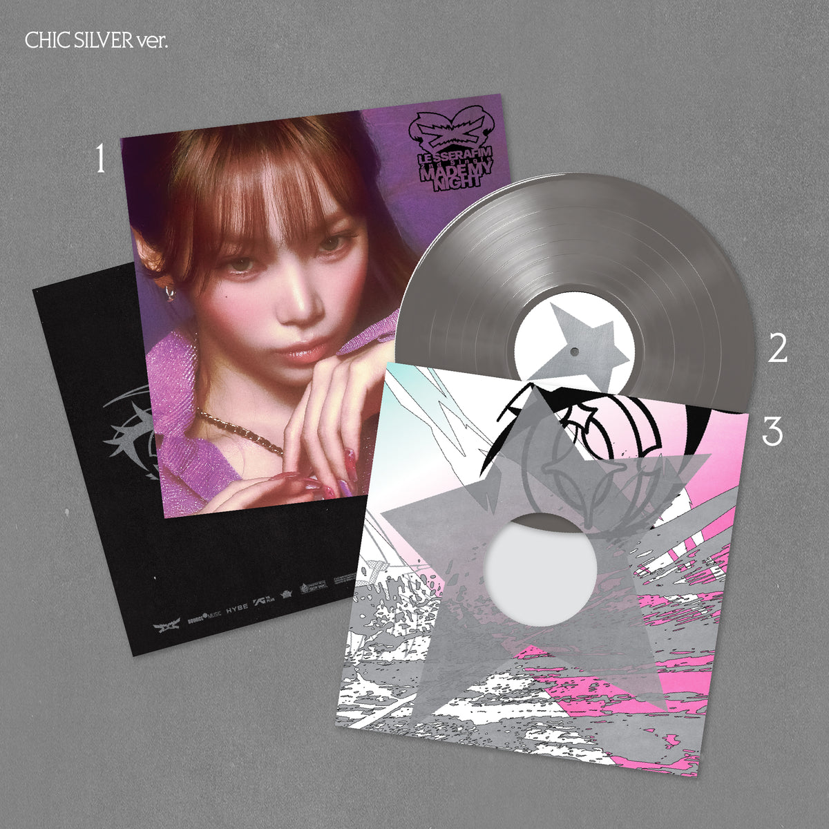 LE SSERAFIM 2nd Single Album 'Made My Night' Vinyl (CHIC SILVER ver.) Packshot