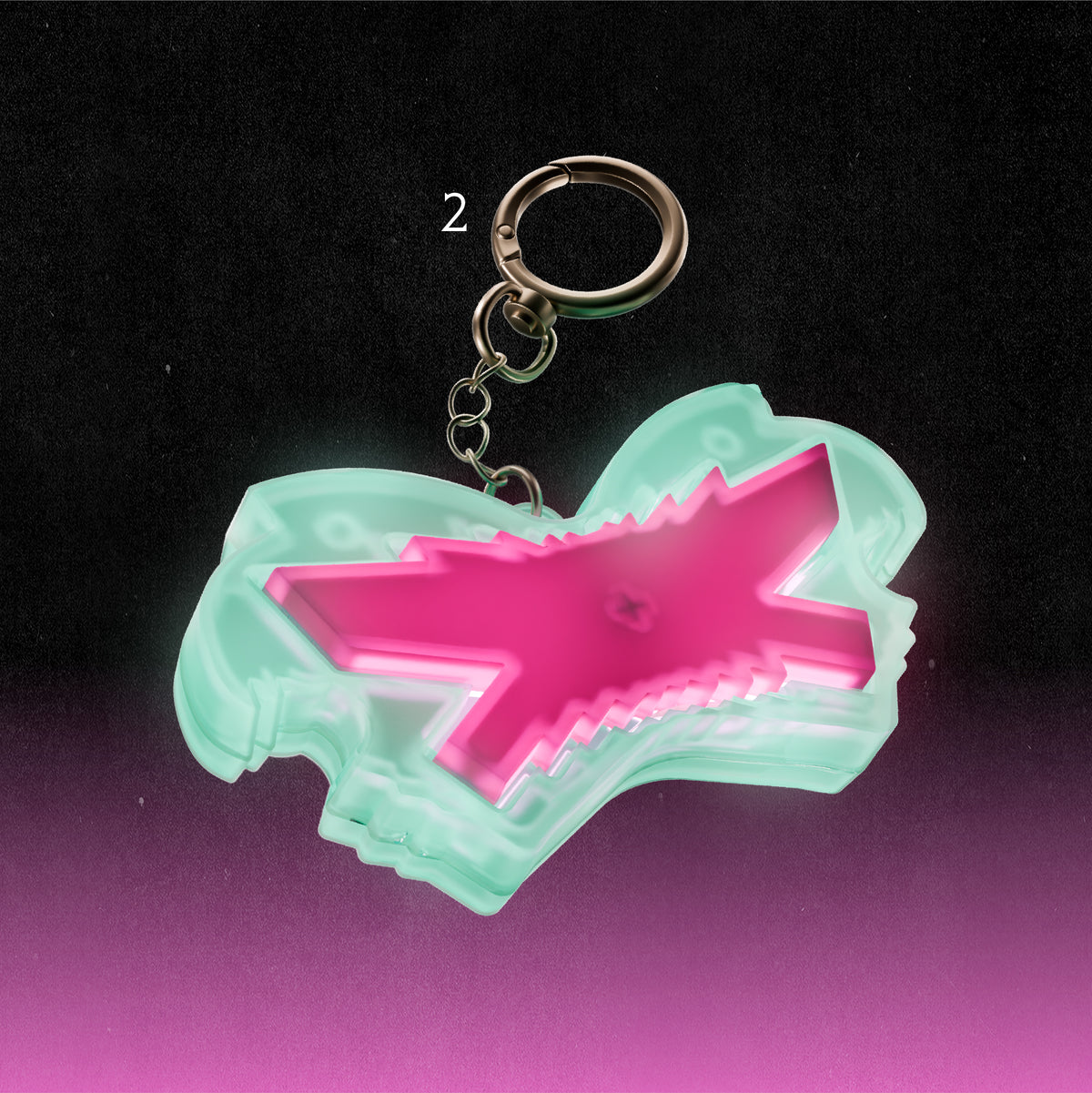 LE SSERAFIM 2nd Single Album 'Made My Night' Glow Clicker Keychain (Pink ver.) Keychain Detail