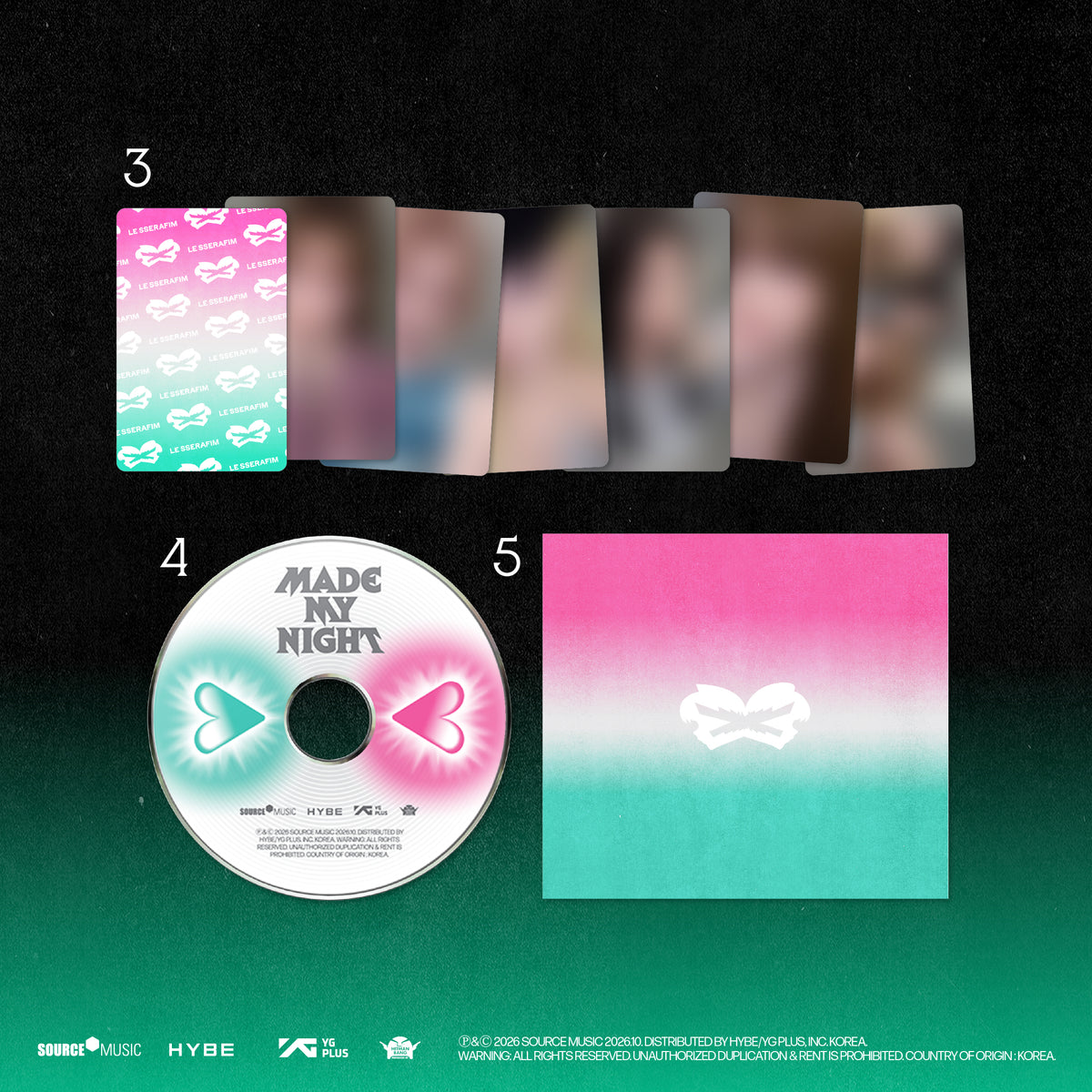 LE SSERAFIM 2nd Single Album 'Made My Night' Glow Clicker Keychain (Mint ver.) Cards and CD