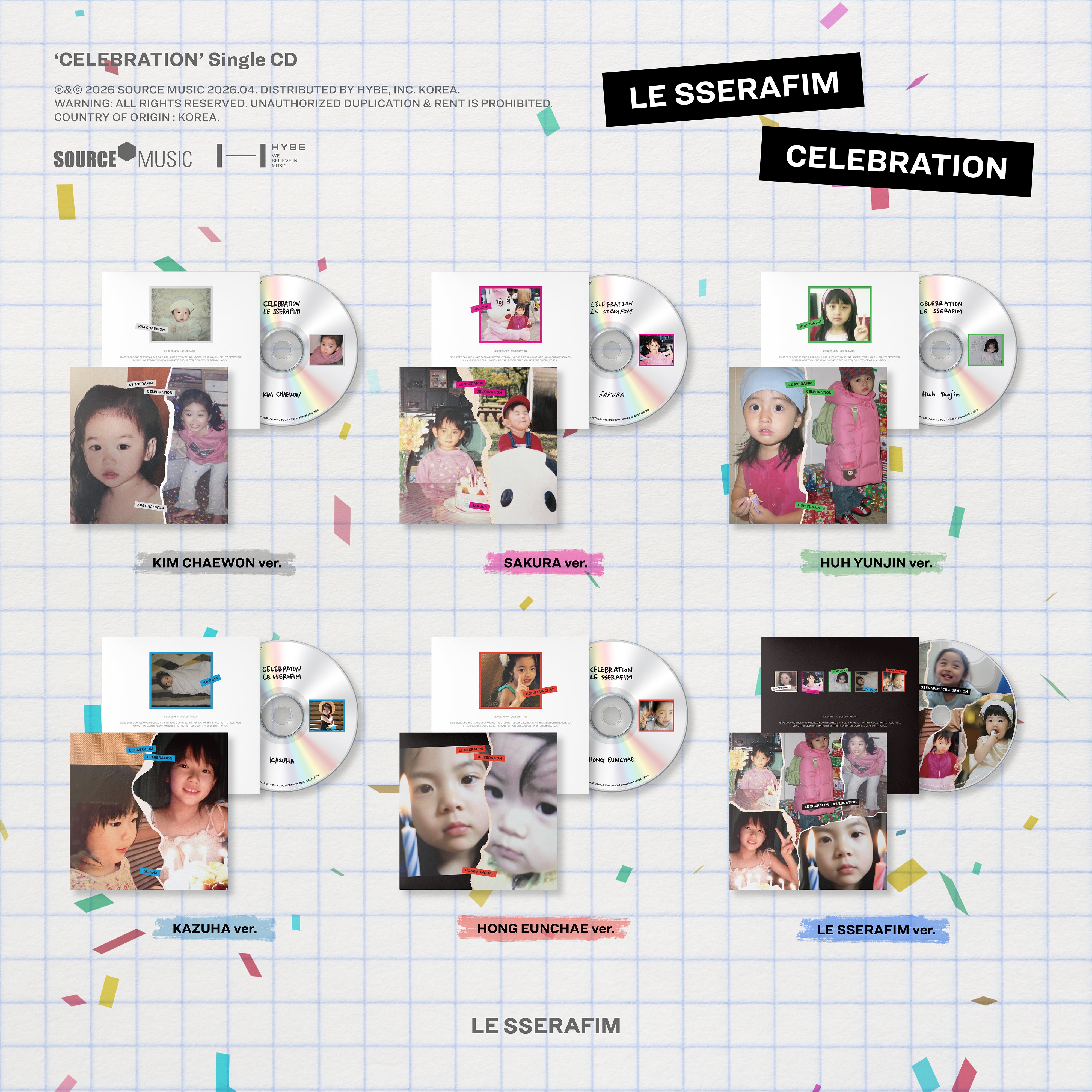 CELEBRATION' Single CD (HONG EUNCHAE ver.) - LE SSERAFIM Official