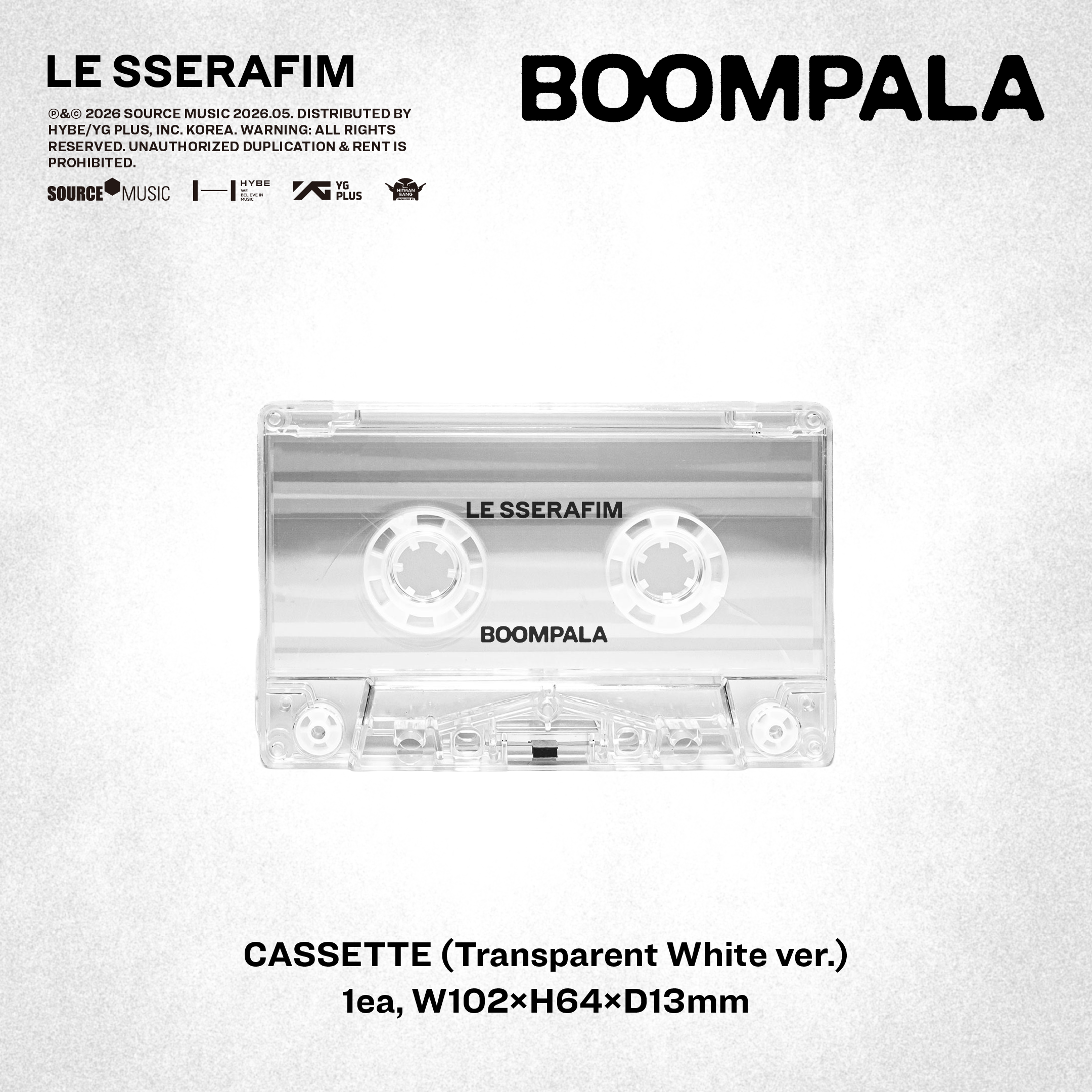'BOOMPALA' Cassette (Transparent White ver.)
