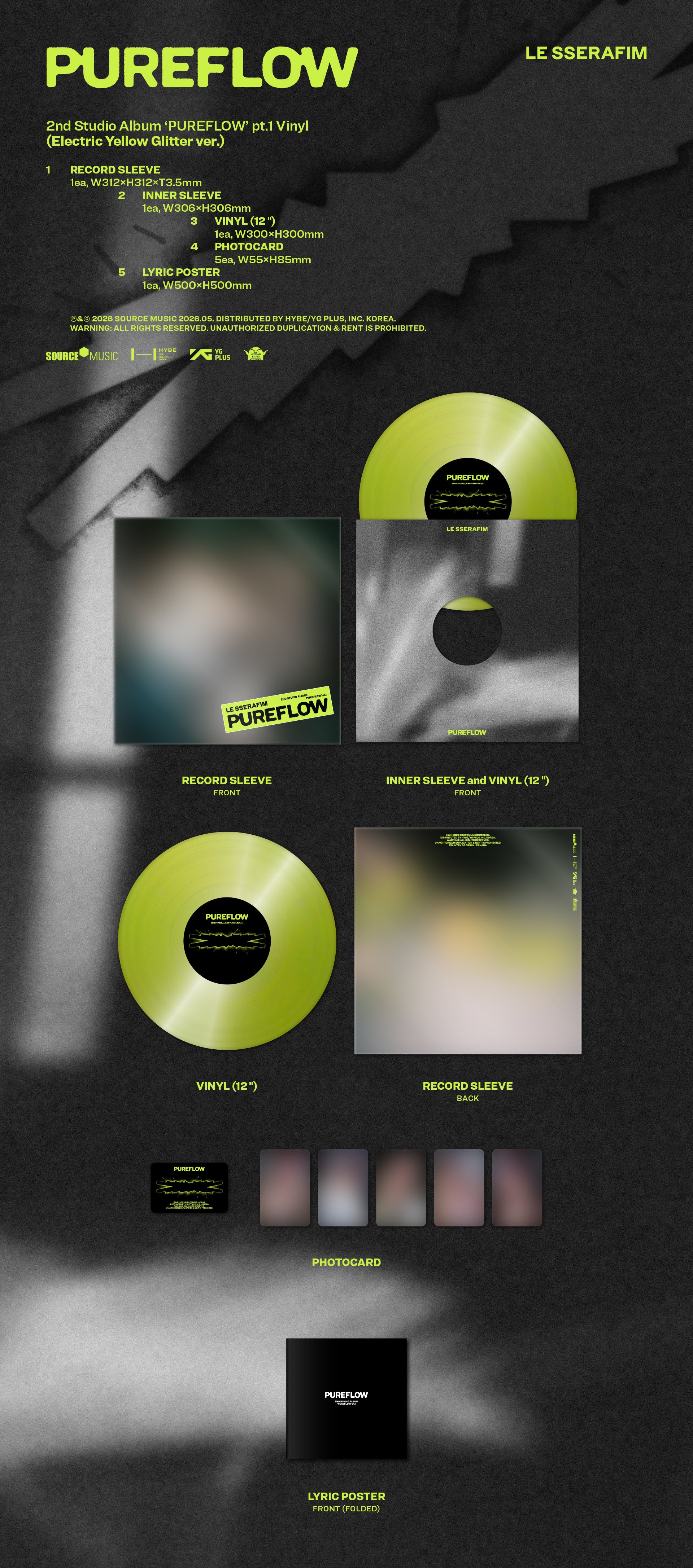 2nd Studio Album ‘PUREFLOW’ pt.1 Vinyl (Electric Yellow Glitter Ver.) (D2C Exclusive)