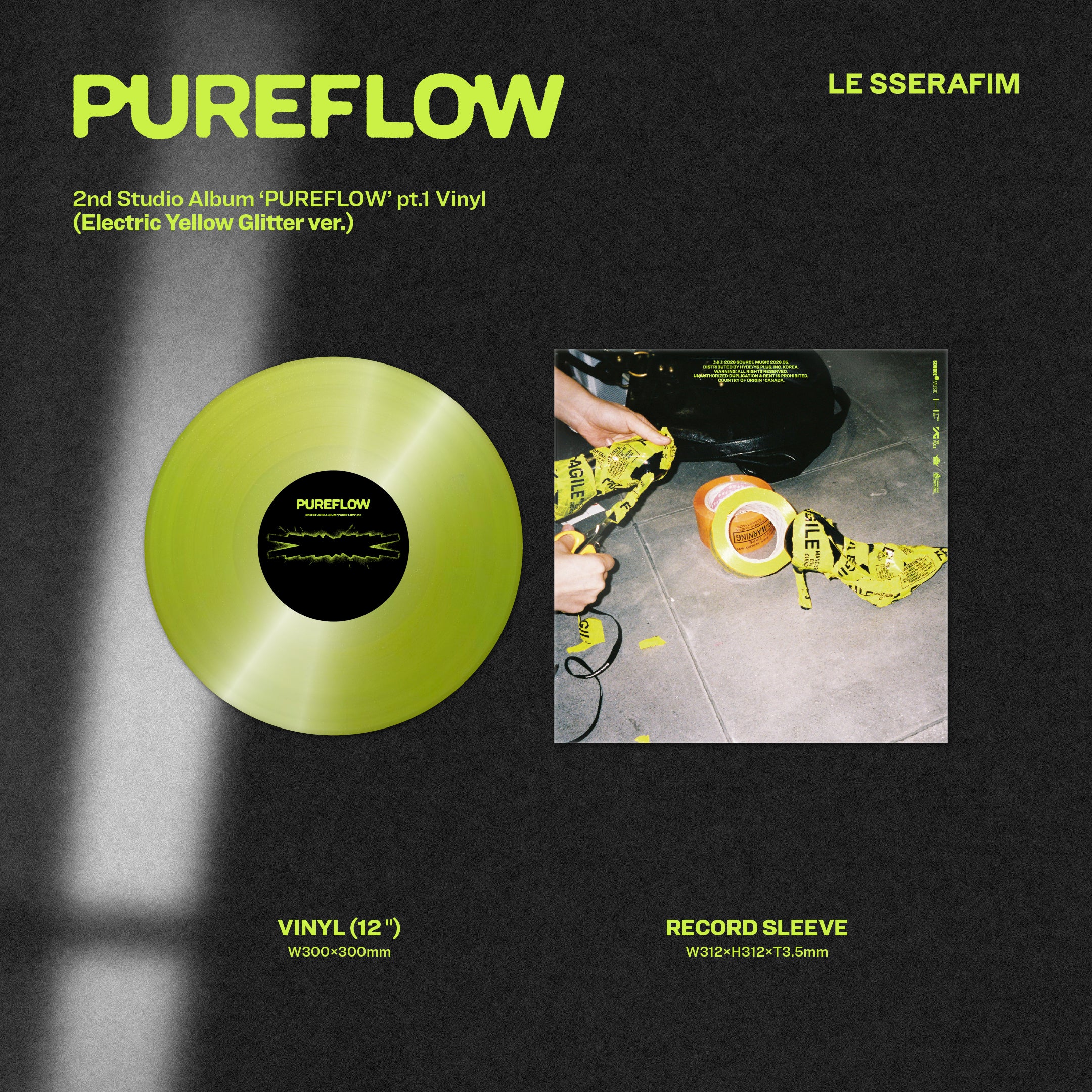 2nd Studio Album 'PUREFLOW' pt.1 Vinyl (Electric Yellow Glitter